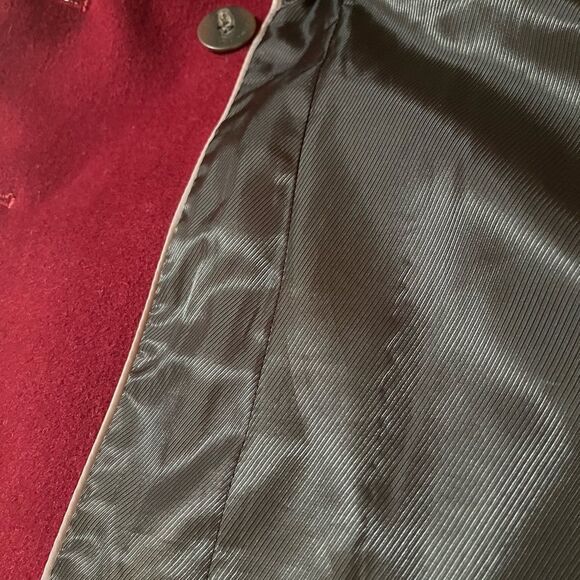 Calvin Klein Burgundy Wine Red Pea Coat Double Breasted Winter Wool Blend 10 - Picture 13 of 13